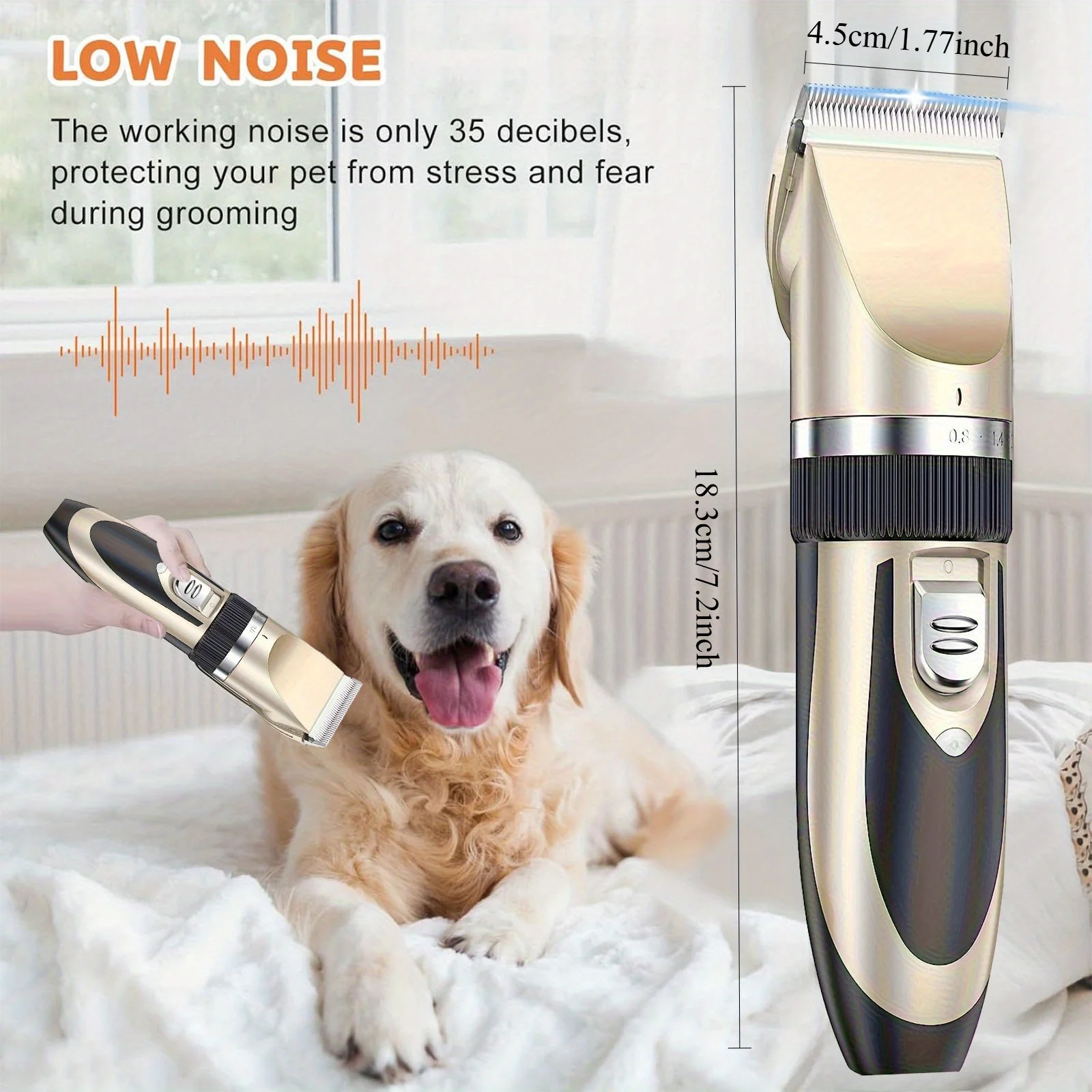 Wireless Pet Grooming Kit – Low-Noise 4