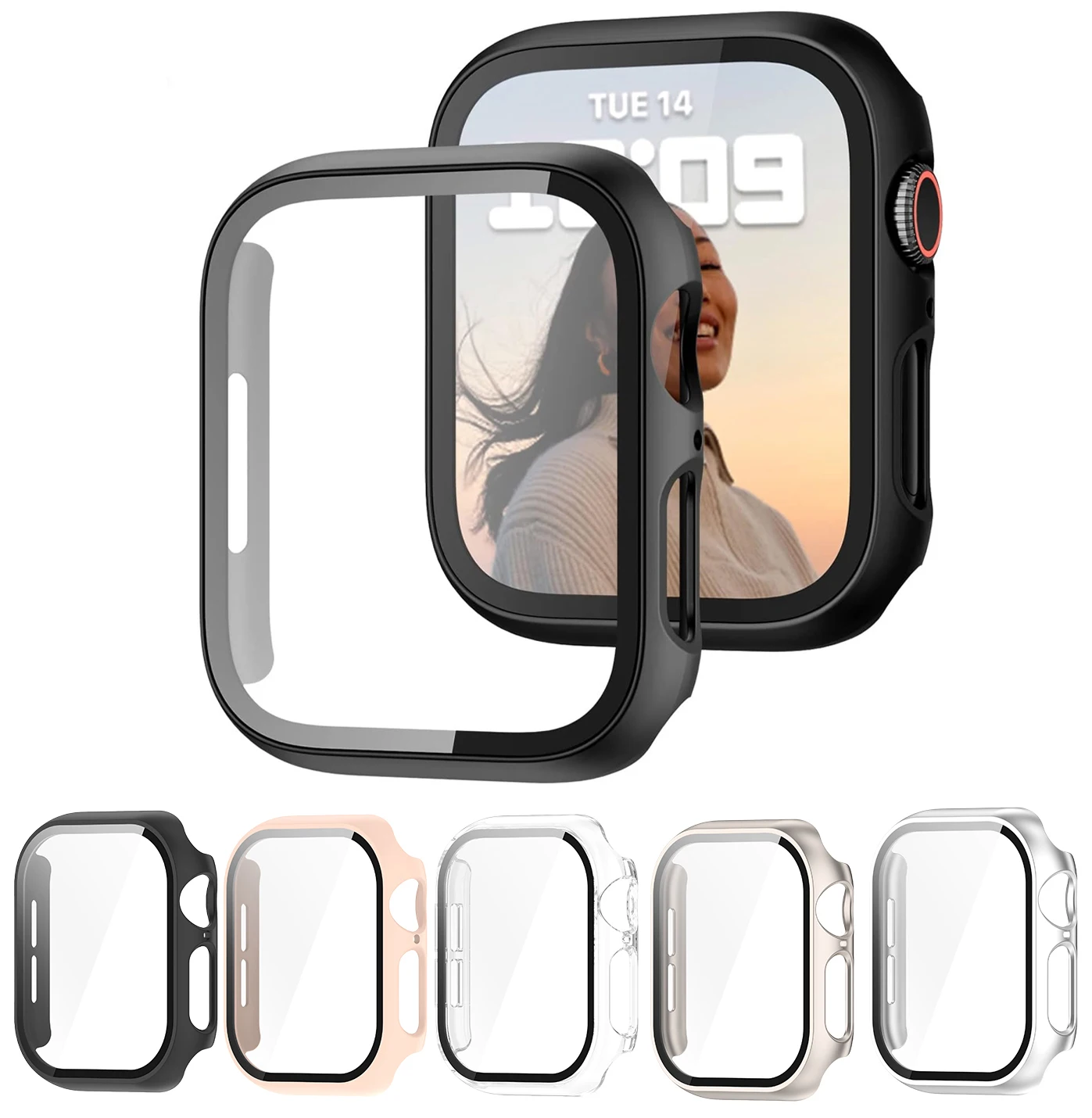 Frosted Matte Frame with Glass Screen Protector - Drop-Proof Case