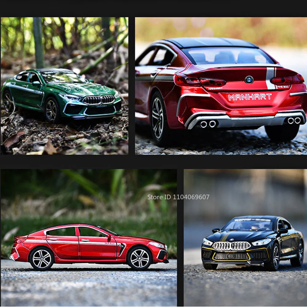 1:32 Scale BMW M8 MANHART Toy Car Model Metal Diecast Doors Opened Pull Back Simulation Vehicle Models Decoration Kids Gift Boy 6