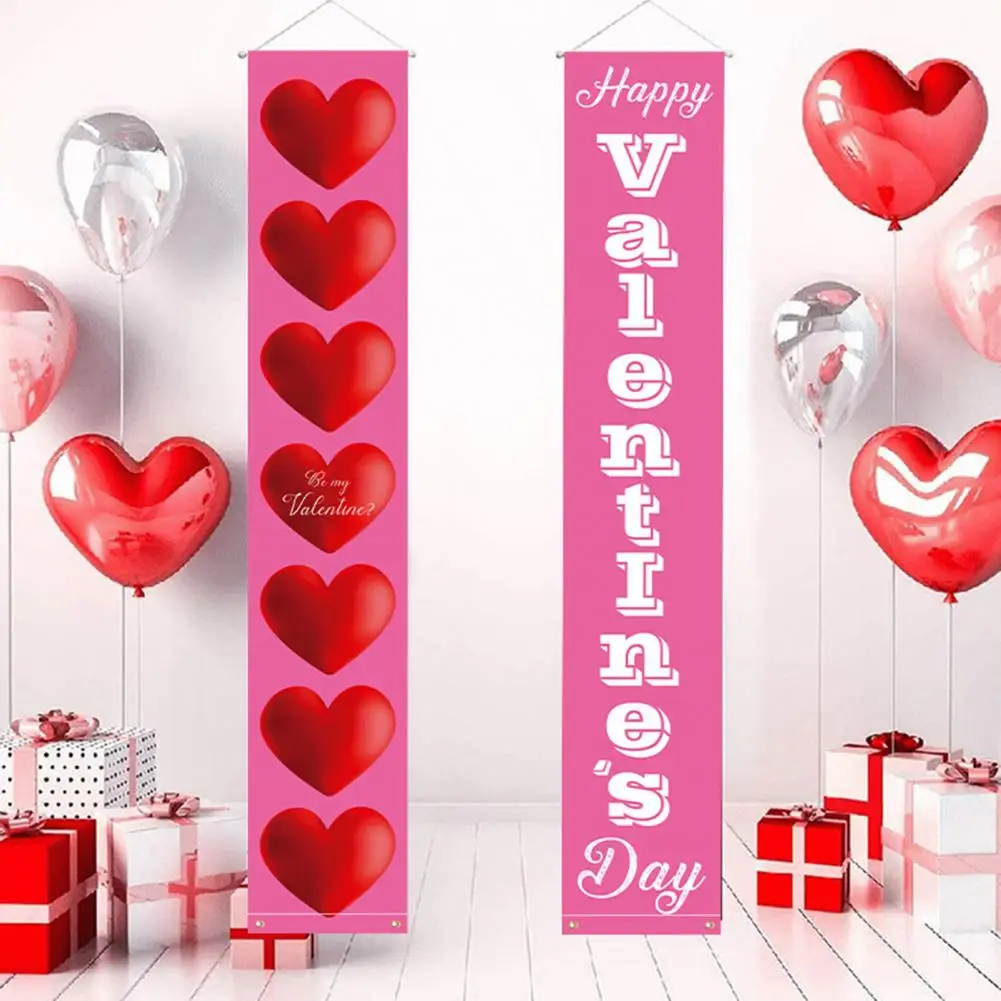 

Happy Valentine's Day Door Hanging Couplet Love Heart Garland Party Decoration for Outdoor Indoor