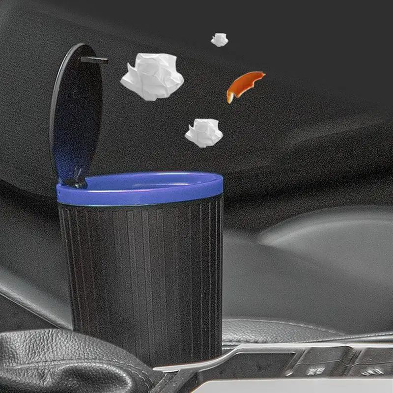 Car Mini Trash Bin Portable Large Capacity With Lid Fits Armrest Cup Holder