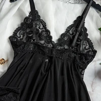 Transparent rouge Sexy Lingerie sous-vêtements pour femmes voir à travers les vêtements de nuit dentelle chemise de nuit et culotte Pijamas ensembles femme Sexy nuisette 6