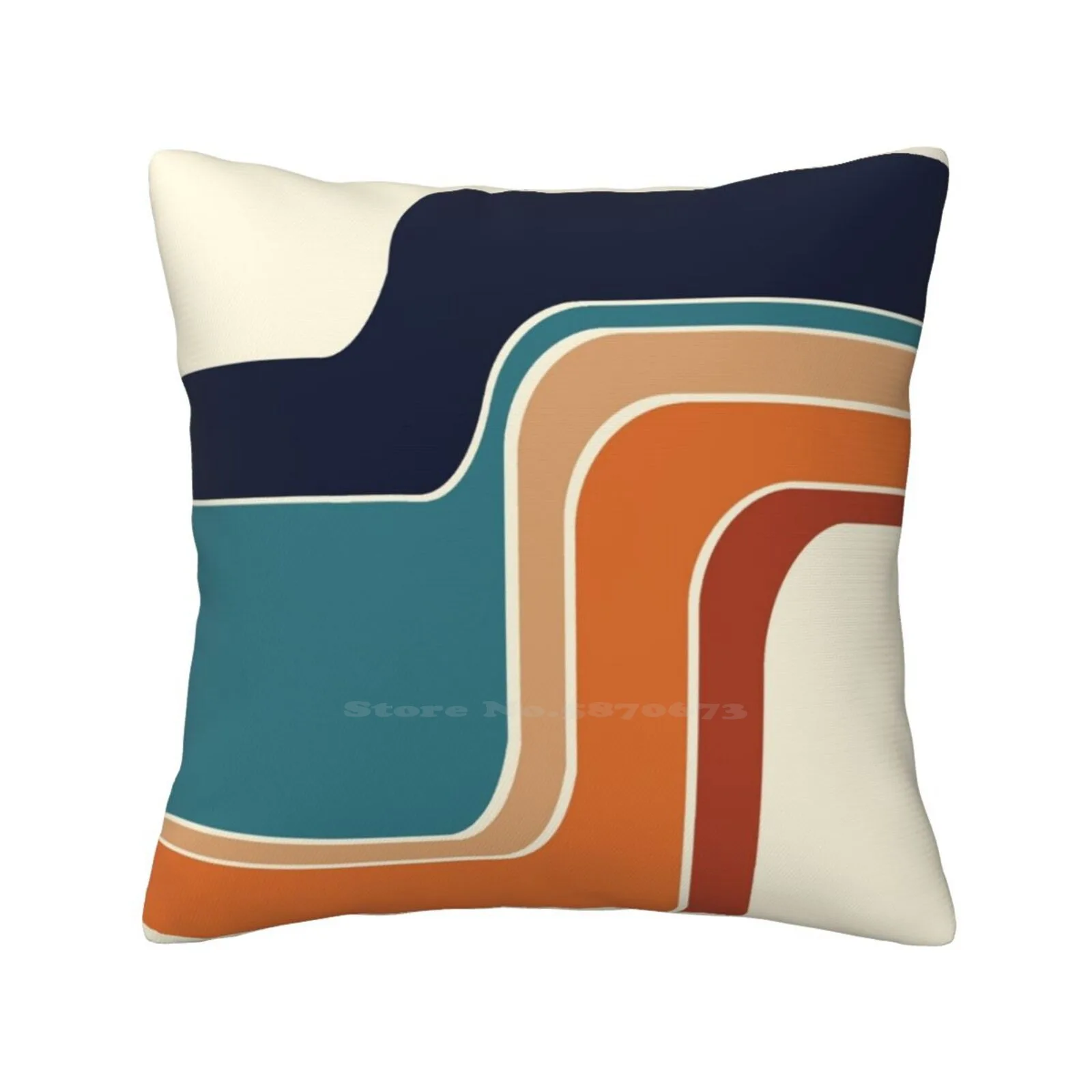 Retro Zig Zag Stripes Arancione Ruggine Blu Camera Da Letto Ufficio Abbraccio Federa A Righe Raccolto Ruggine Crema Bold Wave Blue Teal Retro