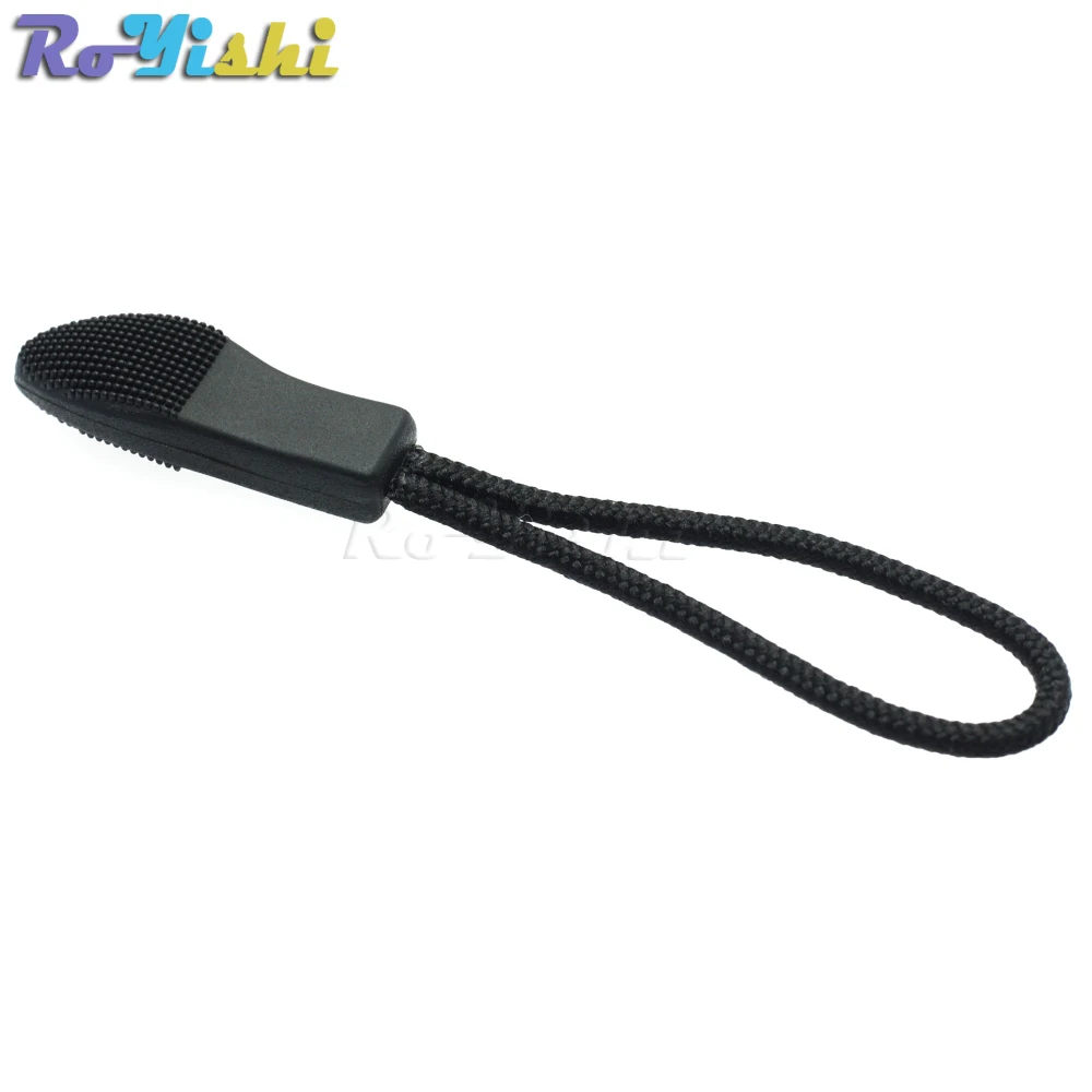 Zipper Pulls Cord Rope Ends Lock Zip Clip Buckle Black For Paracord Accessories Backpack Clothing 50pcs/pack