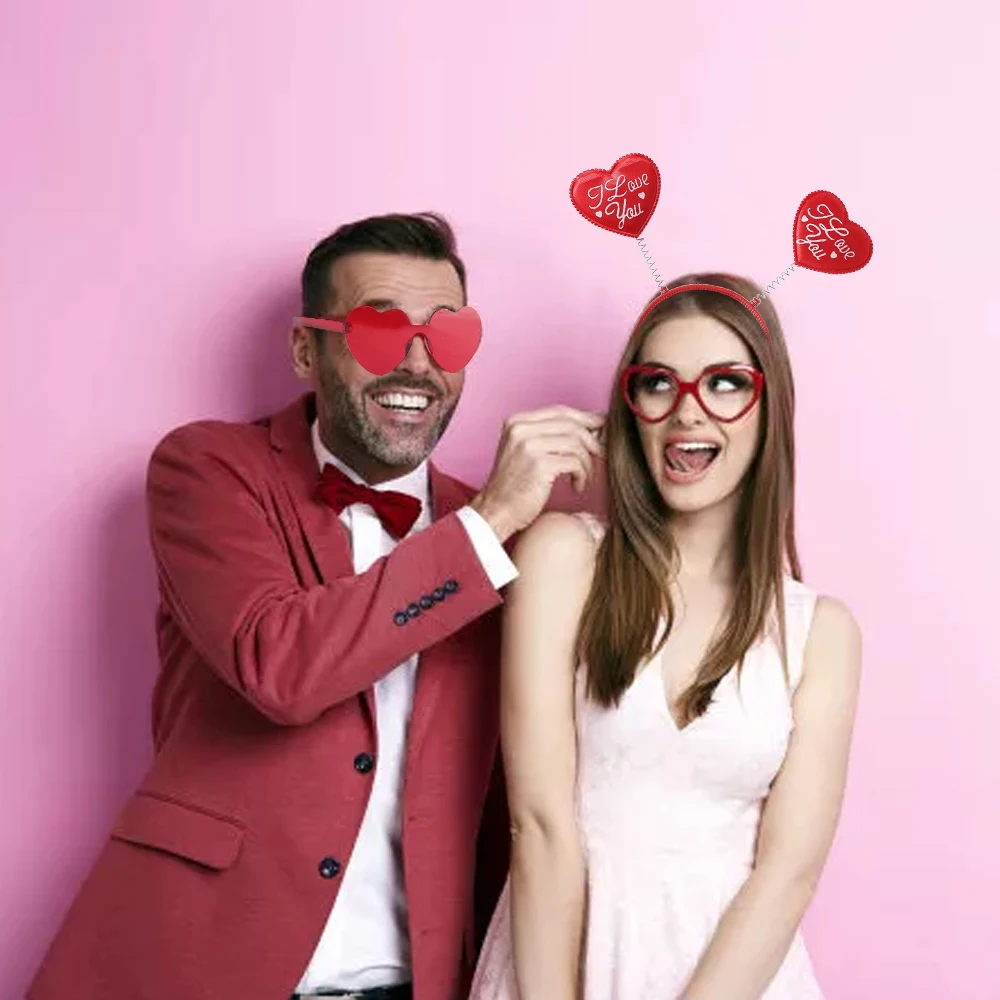 Valentinstag Stirnband Mit Glitzer-Herz – Strass-Herz, Elastisch, Für Frauen