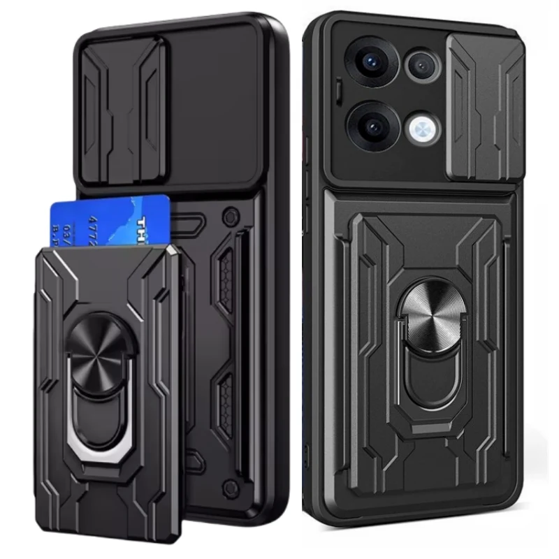 Rugged Armor Case with Lens Protection & Card Slot Stand