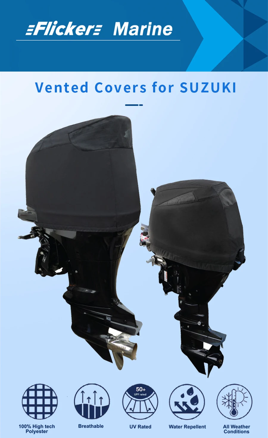 Flickermarine Ventilation Covers for Suzuki 20hp Outboard Engines DF15A,DF20A(2012)