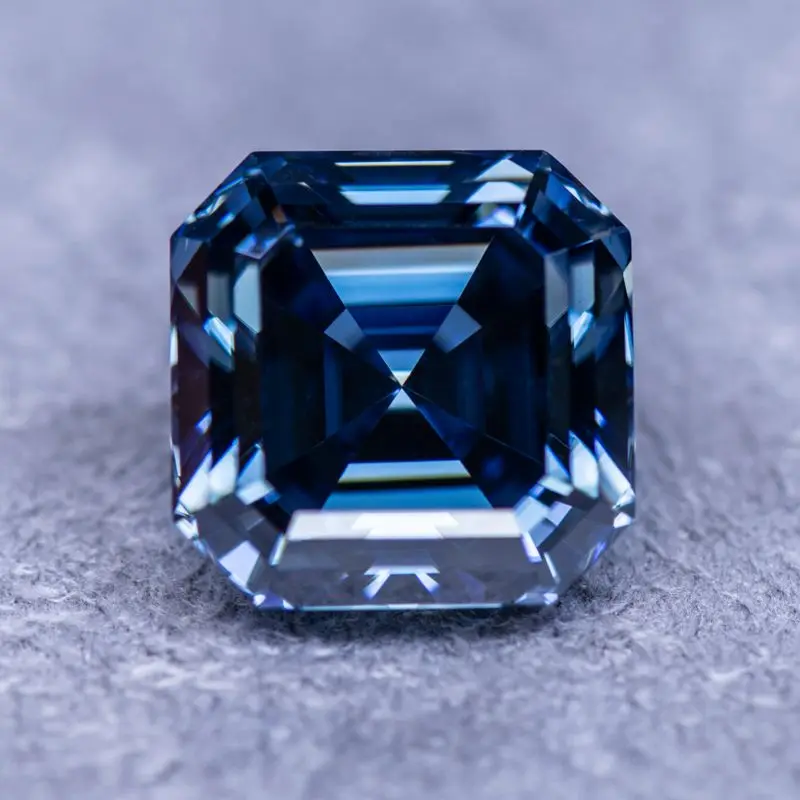 

Moissanite Stone Asscher Cut Primary Color Royal Blue Gemstone Lab Grown Diamond for Diy Charms Jewelry with GRA Certificate