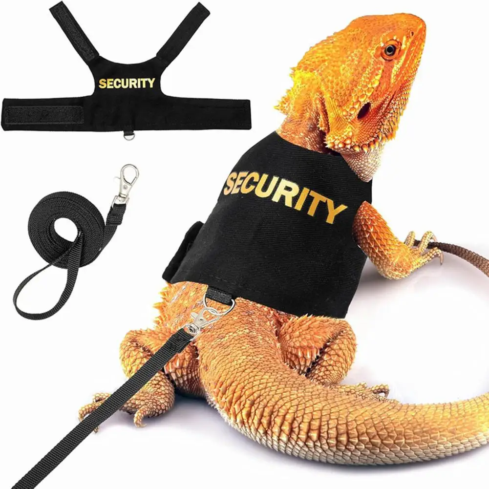 Lizard Leash Harness Soft Padding Reptile Bearded Dragon Vest Top with Hook And Loop Small Animals Security Print Clothes 1