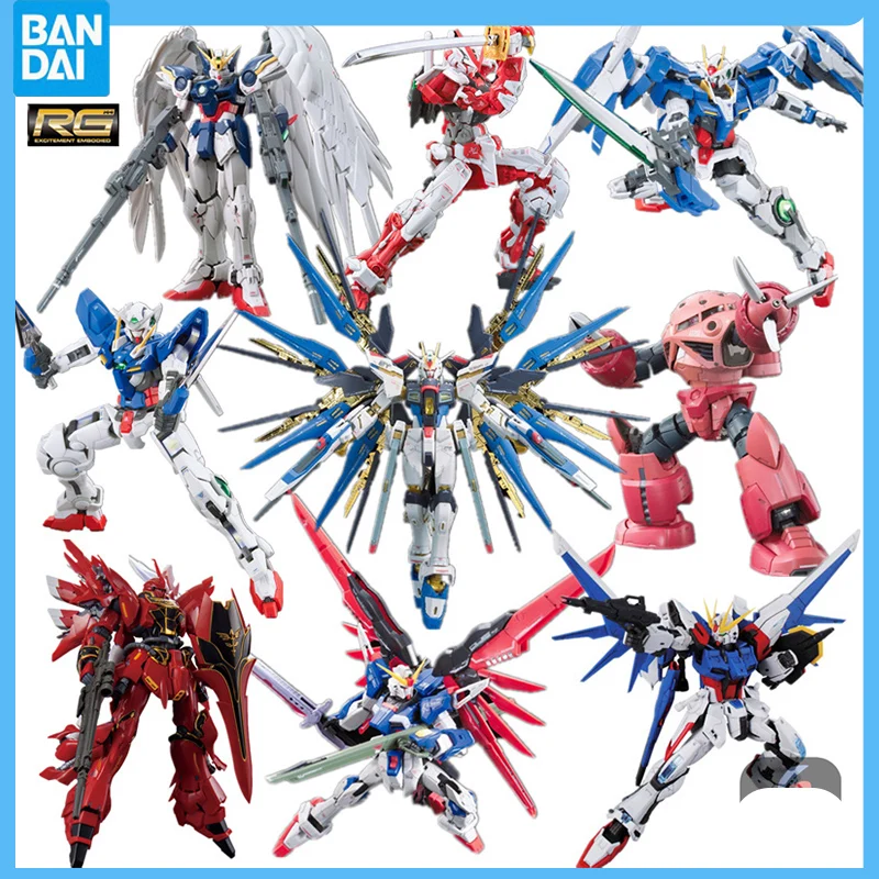 Originale Bandai Rg 1/144 Strike Freedom Gundam Wing Of Destiny Rx-78-2 Sinanju Suit Plastic Model Kit Action Toy Figure Kid Gift