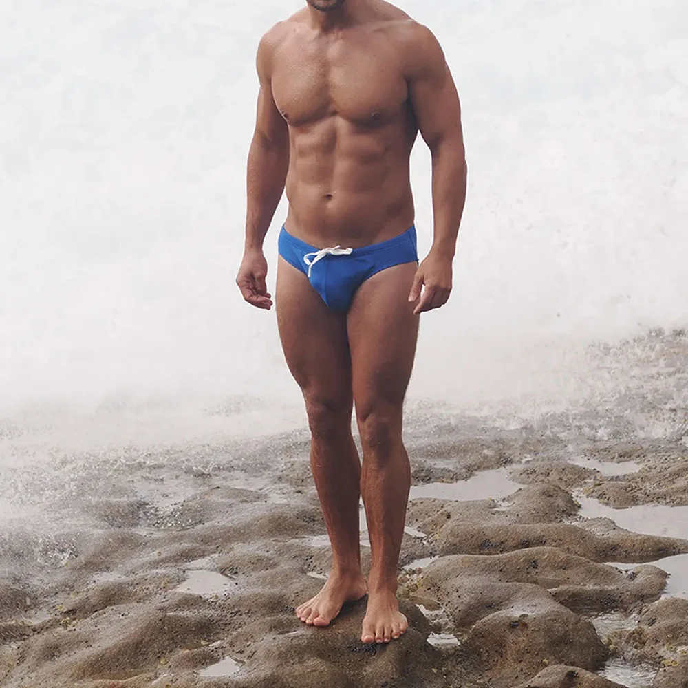 

Men's Swimming Trunks Briefs Low Waist with Swimwear Elastic Beach Shorts Underwear