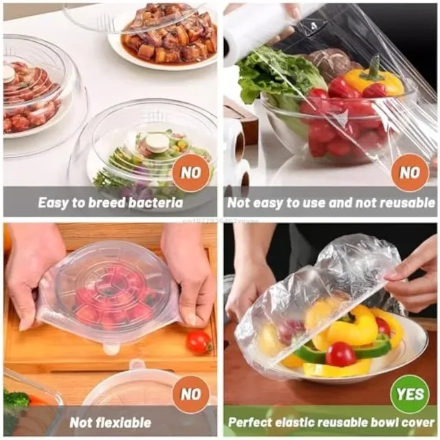 Couvercle alimentaire jetable réutilisable, enveloppe en plastique, couvercles alimentaires élastiques durables pour bols, couvercles d'assiettes élastiques pour sac d'économie de nourriture de cuisine 2