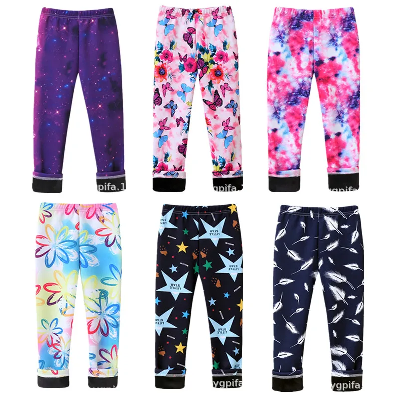 Autumn Winter Kids Pants Sweet Girls Plus Velvet Leggings Baby Thick Warm Trousers Children Clothing Infant Slim Pants Clothes