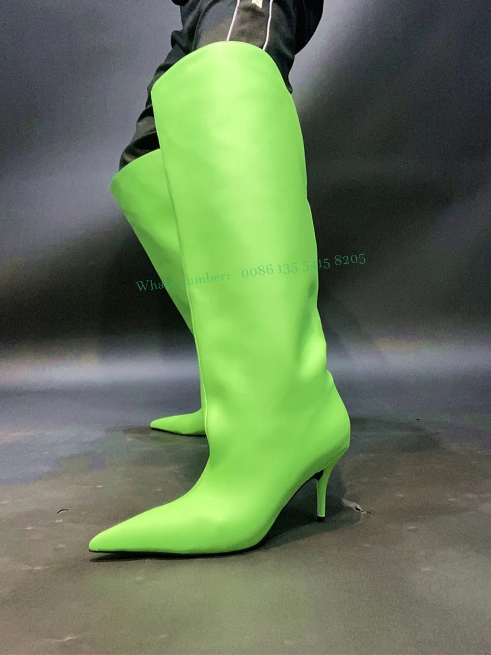 Leecabe European and American sexy high-heeled boots pole dance  color-blocked high-heeled dance boots