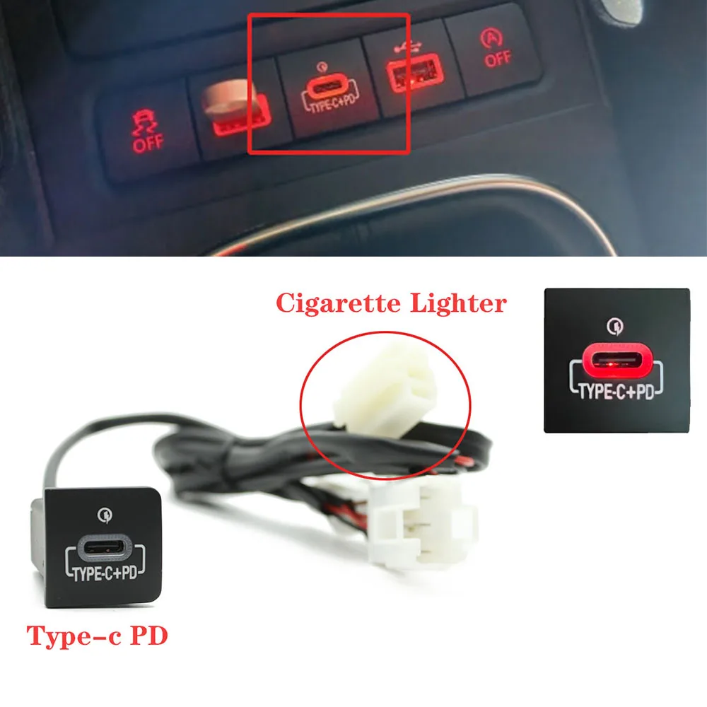 

Зарядное устройство с интерфейсом Type-C, адаптер для быстрой зарядки, прикуриватель для VW Golf 6 Jetta 5 MK5 Sagitar Touran