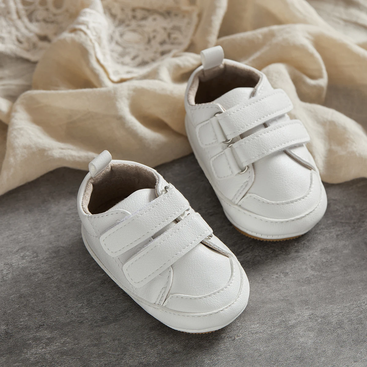 VISgogo Baby Boys Girls Shoes Moccasins Sneakers Solid Color/Contrast Color PU Leather Anti-Slip Sole Prewalker First Walker