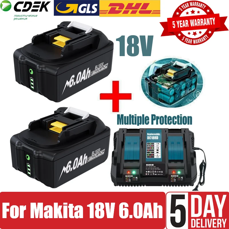 Bl1850B Per Batteria Makita 18V Batteria 6000Mah Per Utensile Elettrico Makita Bl1830 Bl1850 Bl1860 Lxt400 Batteria Ricaricabile Dc18Rc