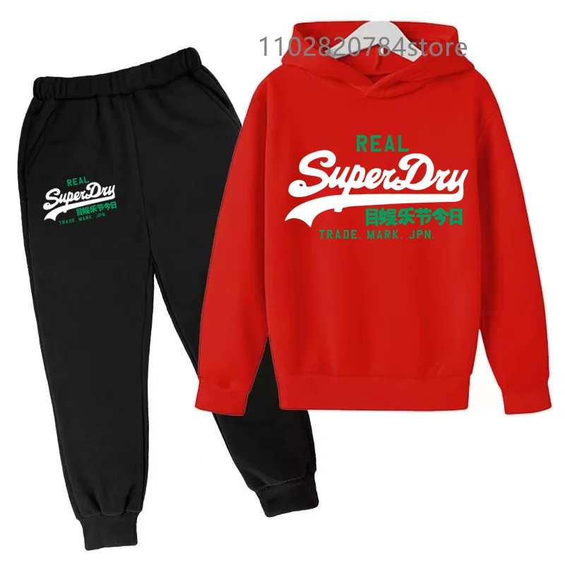 Kids Hoodie Pants Set Outdoor Sport Spring Autumn 3-12 Year Boy Girl Sweatshirt