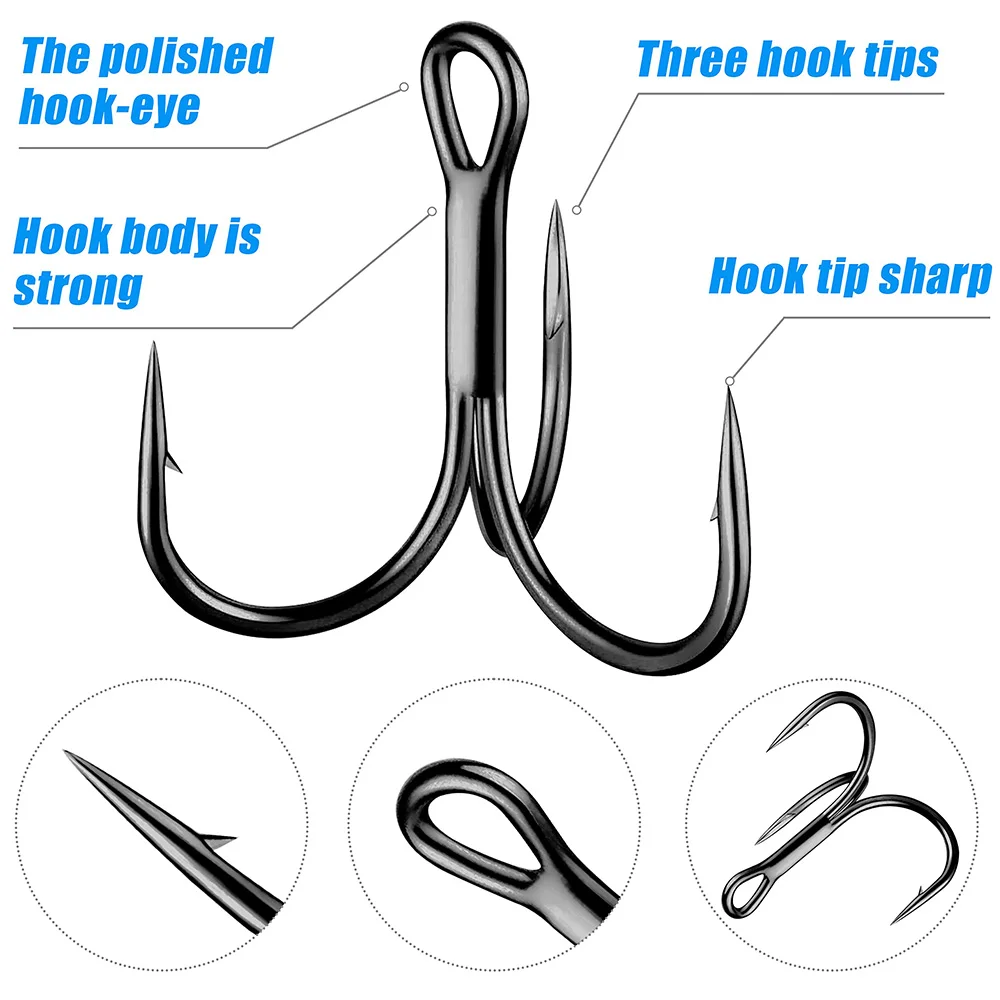4X Treble Hooks 1#-10/0# Full Size Fishhook Super Sharp High Strength  Carbon Steel Angle Anchor Barbed Pesca Large Fishing Hook - AliExpress