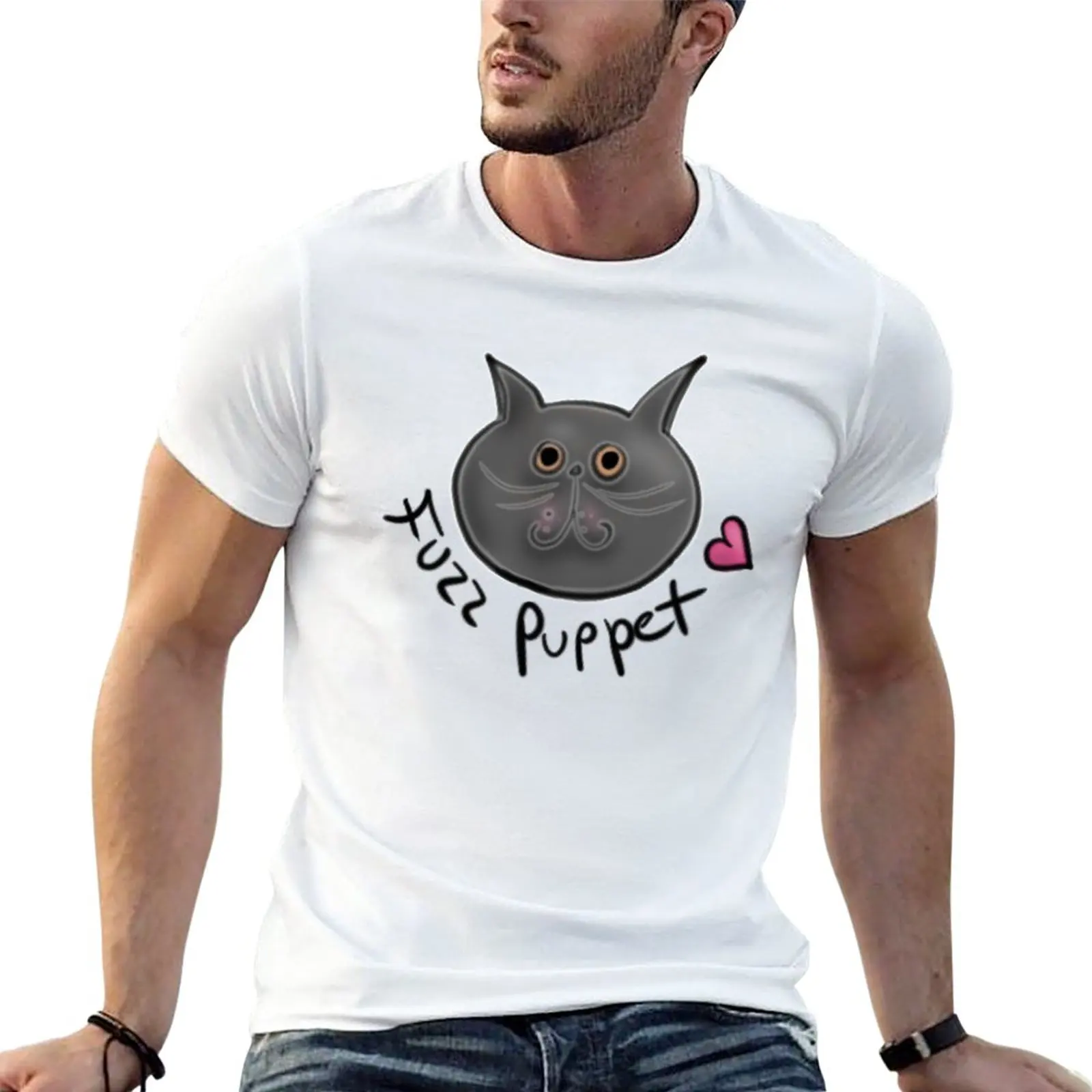 

New Cute Cat Fuzz Puppet [Head And Text] T-Shirt anime t-shirts man custom t shirts mens workout shirts