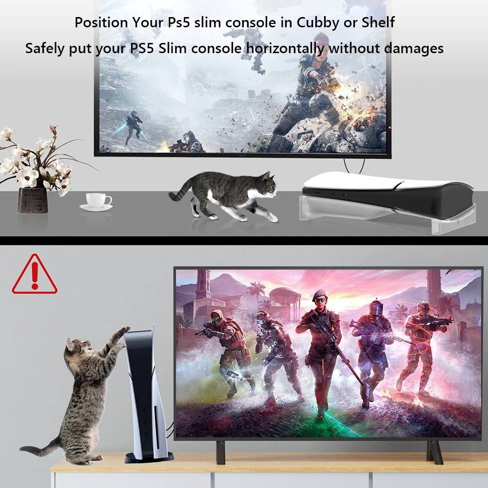 Horizontal Stand with Anti-Slip Mads Base Stand Holder Accessories Space Saving for Playstation 5 Slim Disc & Digital Edition