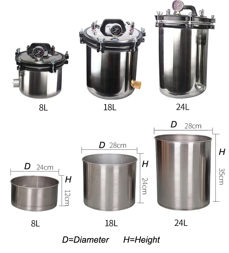 esterilizador de vapor de alta temperatura de la autoclave del laboratorio  médico de la tabla 24L