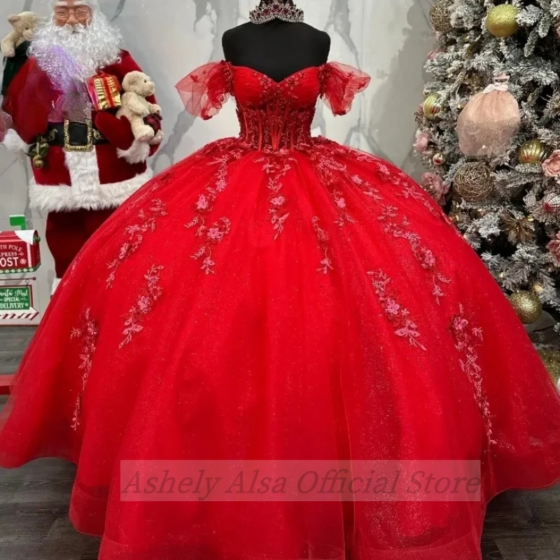 Saudi Arabic Real Photos Red Princess Birthday Party Dress For 15 16 Year Girls Prom Wear Quinceanera Dresses vestidos de fiesta