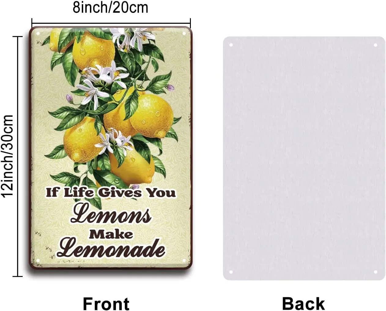 Lemon Fruit Vintage Metal Tin Sign Plaque Poster 'Make Lemonade' Retro Metal Wall Decorative Tin Signs 8×12inch for Home