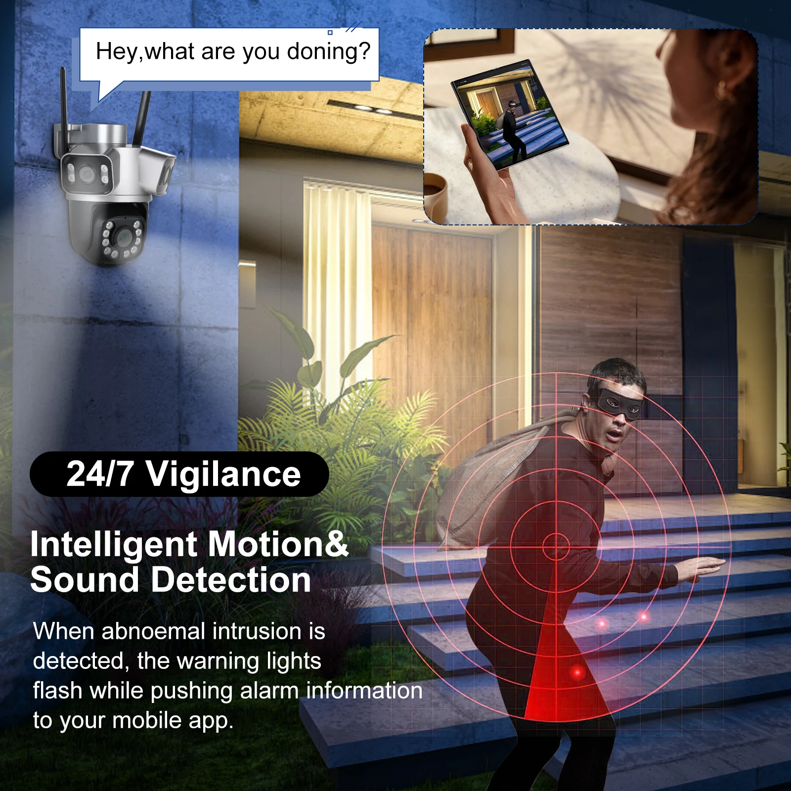 6K 12MP WiFi Surveillance Camera, 3Lens 3 Screens, Digital Zoom, AI Human Detect, ONVIF, 8MP Outdoor Security PTZ IP Cameras.
