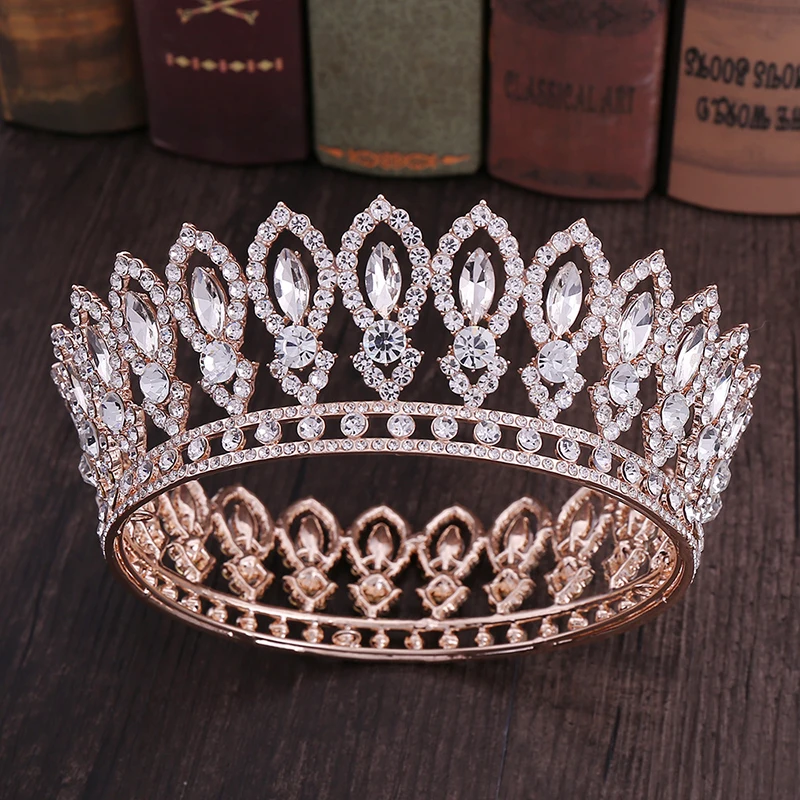 Crystal Crown Round Wedding Tiaras and Crowns for Women Hair Accessories Rhinestone Bridal Hair Jewelry Party Bride Headpiece