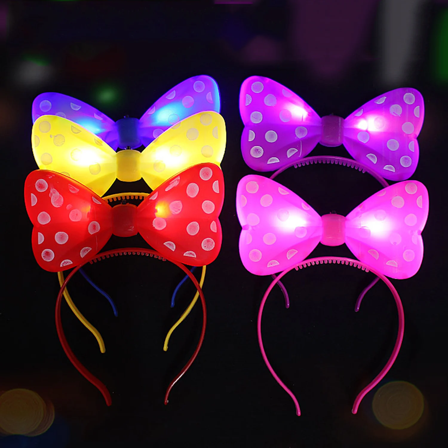 

LED Light Headband Multicolor Luminous Polka Dot Hair Band Princess Crown Hair Headdress Wedding Party Decoration