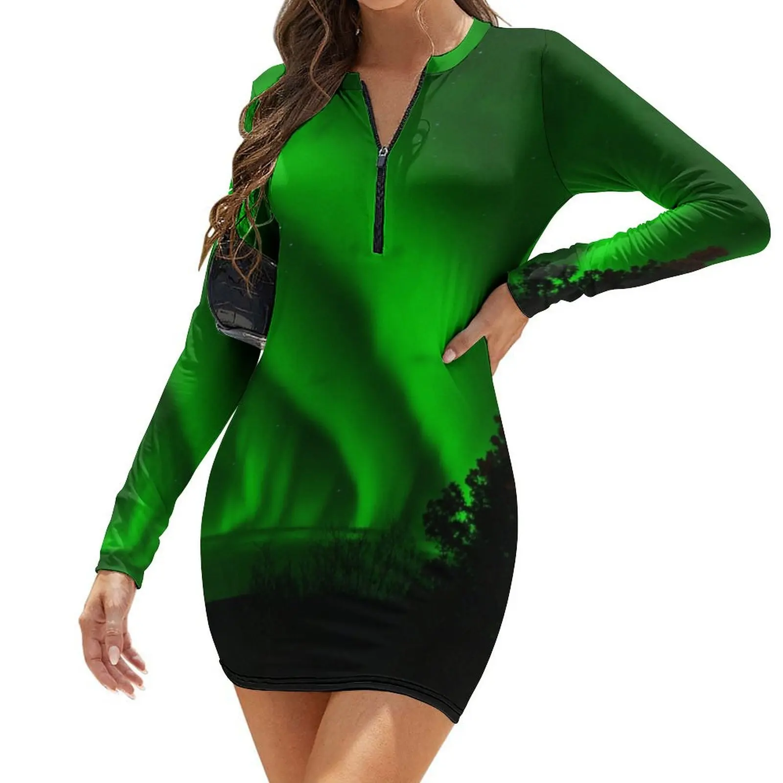 

Aurora borealis Long-Sleeve Bodycon Dress elegant women's dresses for wedding summer clothes
