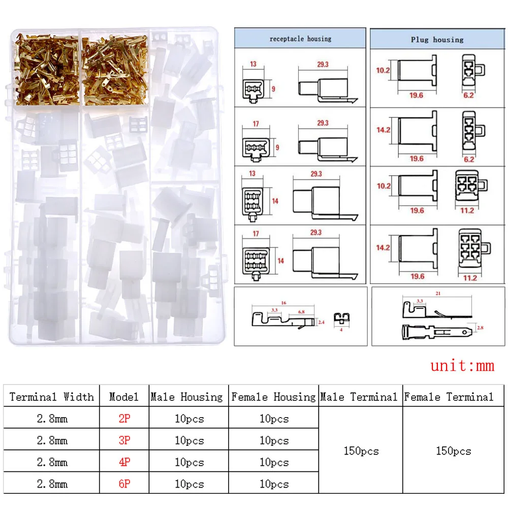 1.25mm PH2.0mm XH2.54mm MX3.0mm VH3.96mm 피치 터미널 Male Female Pin sm Dupont 커넥터 키트