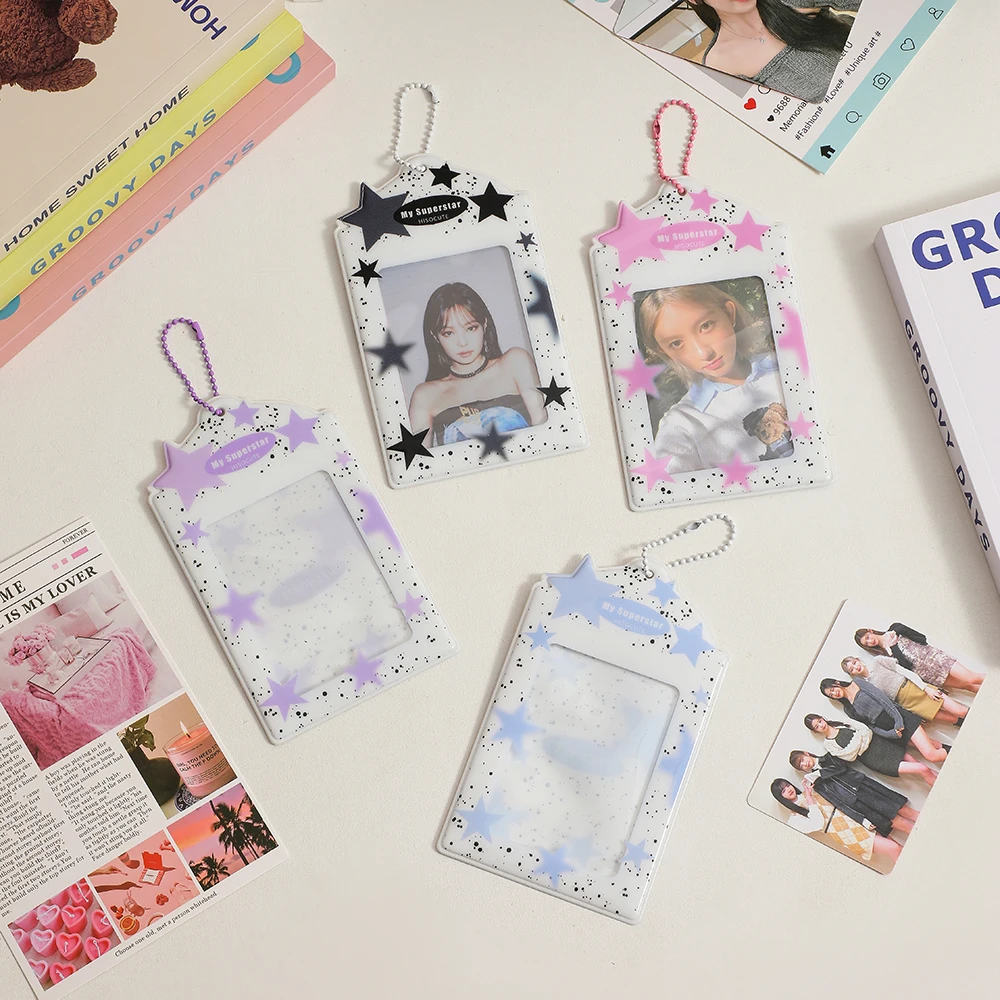 Card Holder Kawaii Star 3 Inch Postcard Holder Postcards Album Colorful Card Storage Photo Bag Kpop Idol Card Collect Organizer