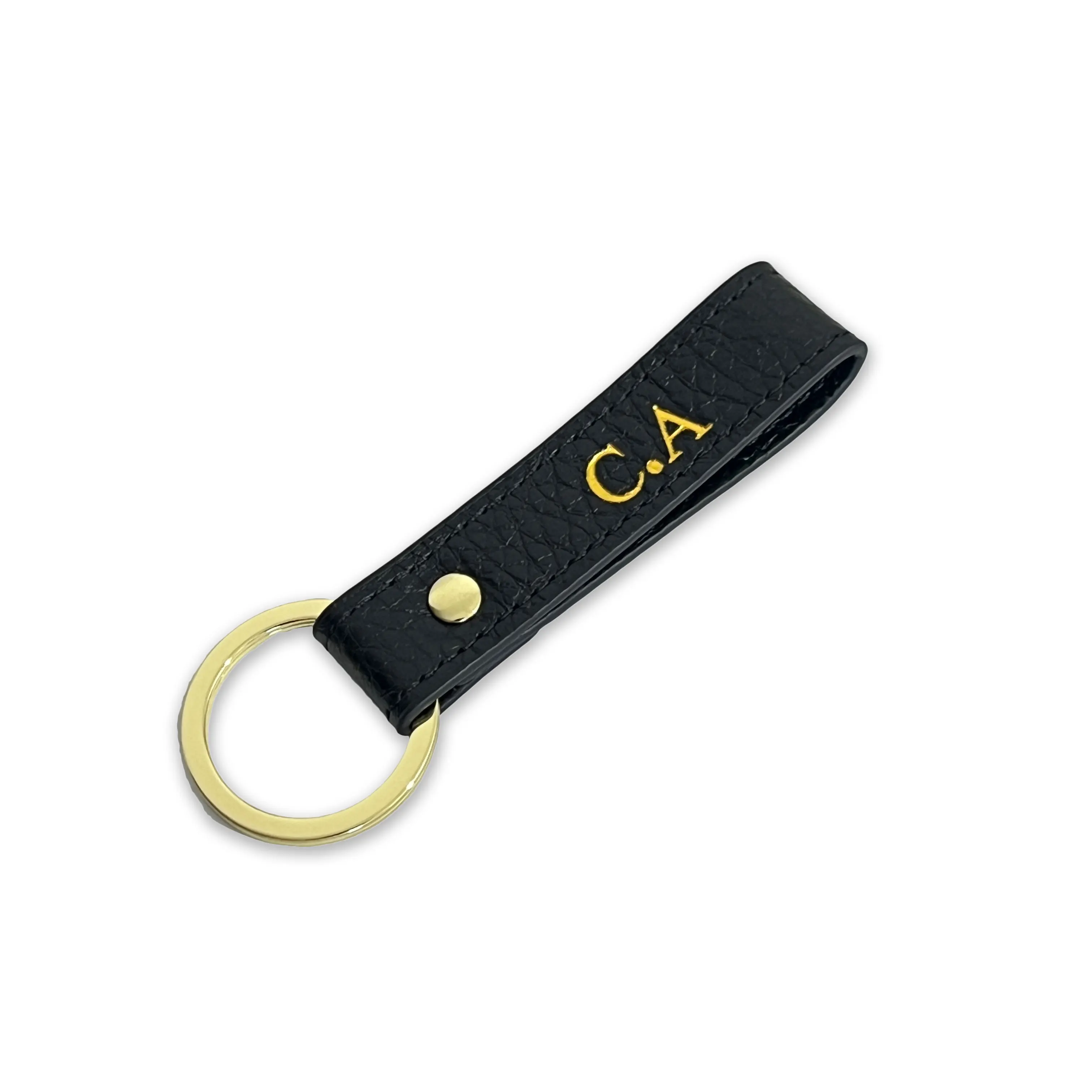 Leather Keychain Free Initial Letters Key Holder For Women Men Car Key Pebble Pattern High Grade Keychain Ring