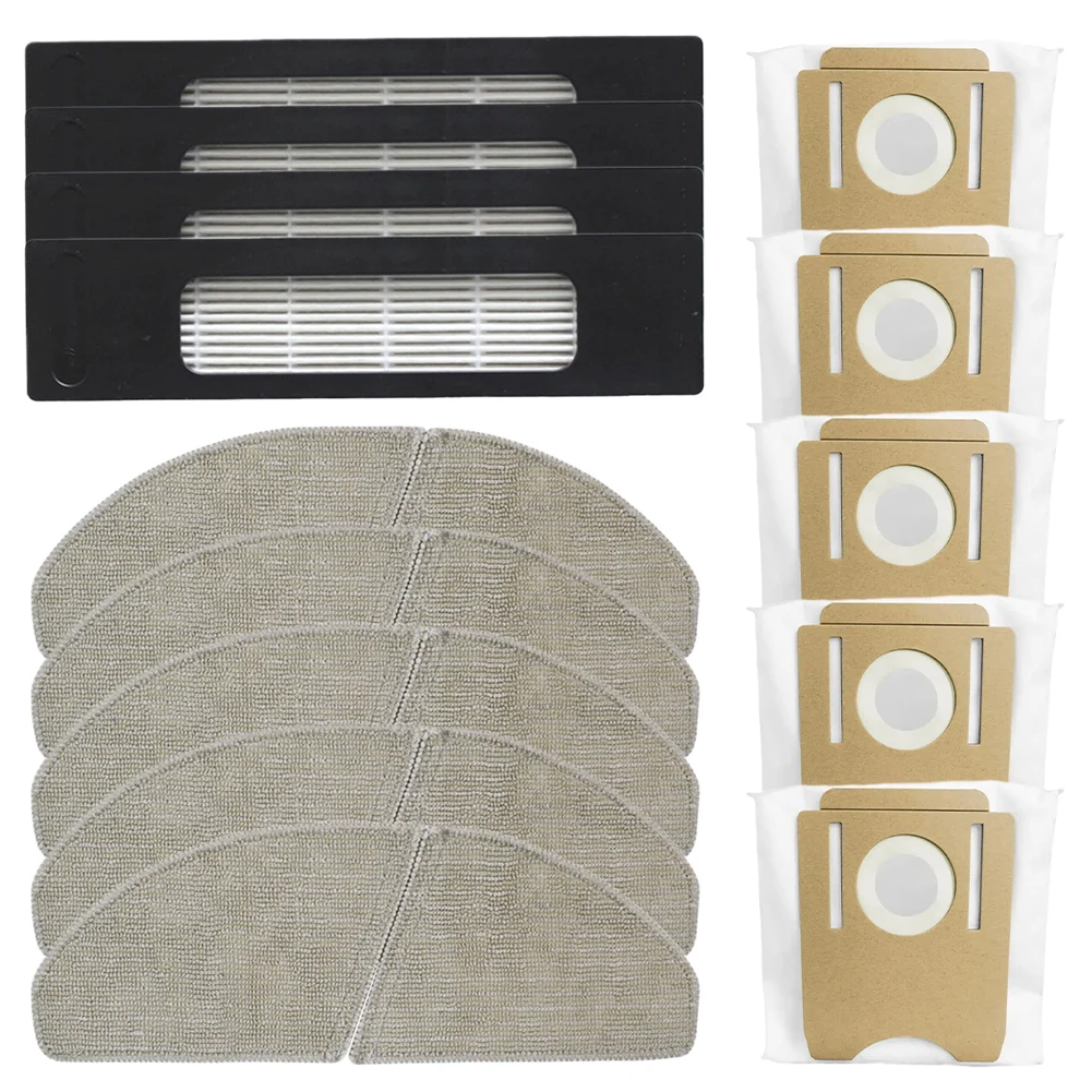 

Long lasting Replacement Parts for Midea S8 Plus CLIEN T24 ThinkAir RV50 Pro 4 Filters 5 Mop Cloth Rags 5 Dust Bags