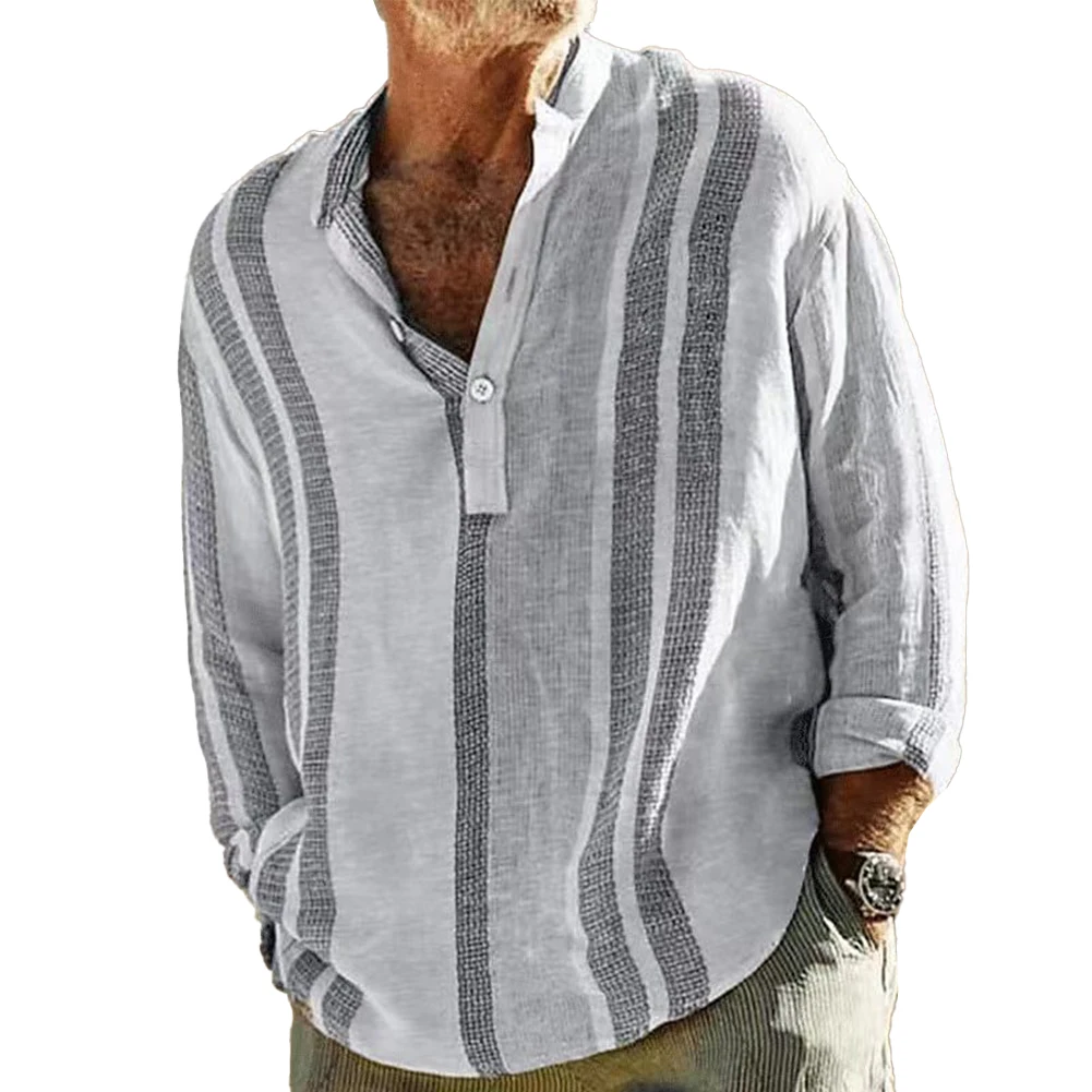

Casual Men's V Neck T Shirts Striped Design Button Down Shirts Perfect for a Day at the Beach or Everyday Wear