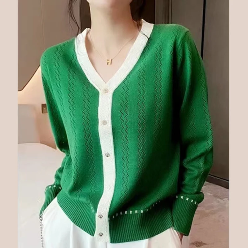 

Cardigans For Woman 2023 knitted Cardigan Hollow Out Thin Sweater Autumn Long Sleeve Top Casual Womens Clothing Sueter Feminino