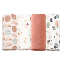 HappyFlute 120*110CM Digital Print 4PCS Set Bamboo Cotton 2Layer Super Soft Muslin Swaddle High Quality Wrap For Newborn Baby 2