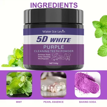 Purple Teeth Cleaning Powder - No Sulfuric Acid, Deep Cleansing and Polishing, Whitens Teeth Within 5 Days, Portable Daily Use and Travel 2