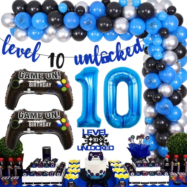 Video Game Birthday Party Decorations for Boys, 10 Years Old Birthday Party  Supplies, Level Up 10 Unlocked Banner - AliExpress