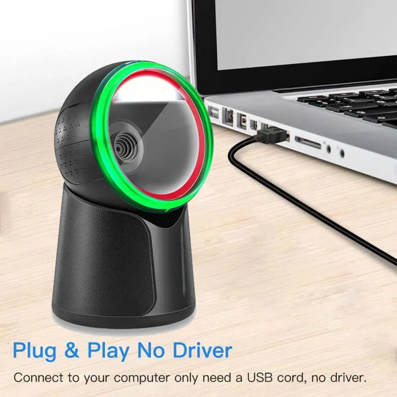 Desktop Barcode Scanner Omnidirectional Hands-Free Wired USB Barcode Reader 1D 2D QR Screen Automatic EAN DM Code Barcod Scanner