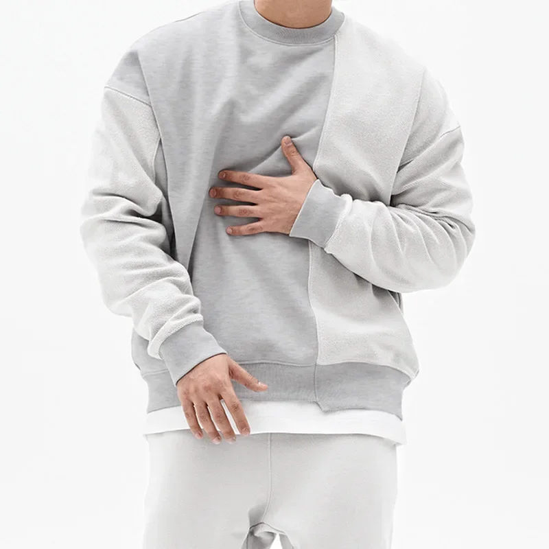 Simple Style Solid Color Thickened Warm Hoodie Men Crew Neck Pullover Long Sleeve Sweatshirt Male Autumn Casual Sports Outerwear