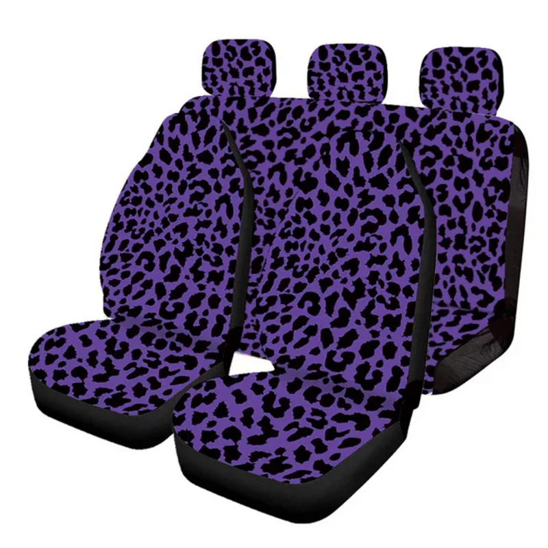 

Purple Leopard Animal Print Car Seat Covers Full Set Auto Cars Sedan SUV Automotive Interior Accessories For Vw