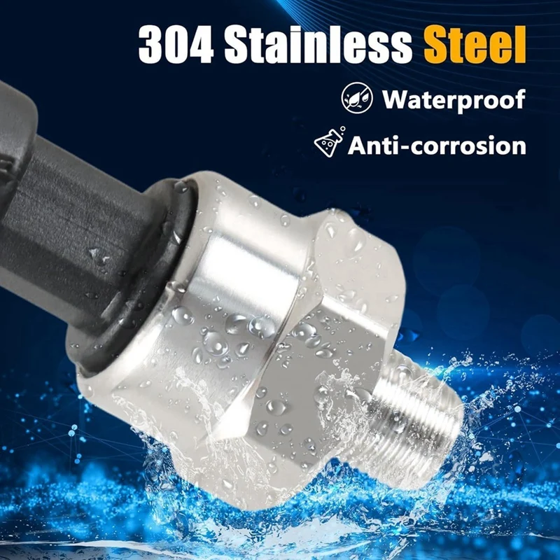 A15F-150 PSI Pressure Transducer Sensor With Connector Harness,1/8In NPT Thread Stainless Steel Pressure Transmitter For Oil