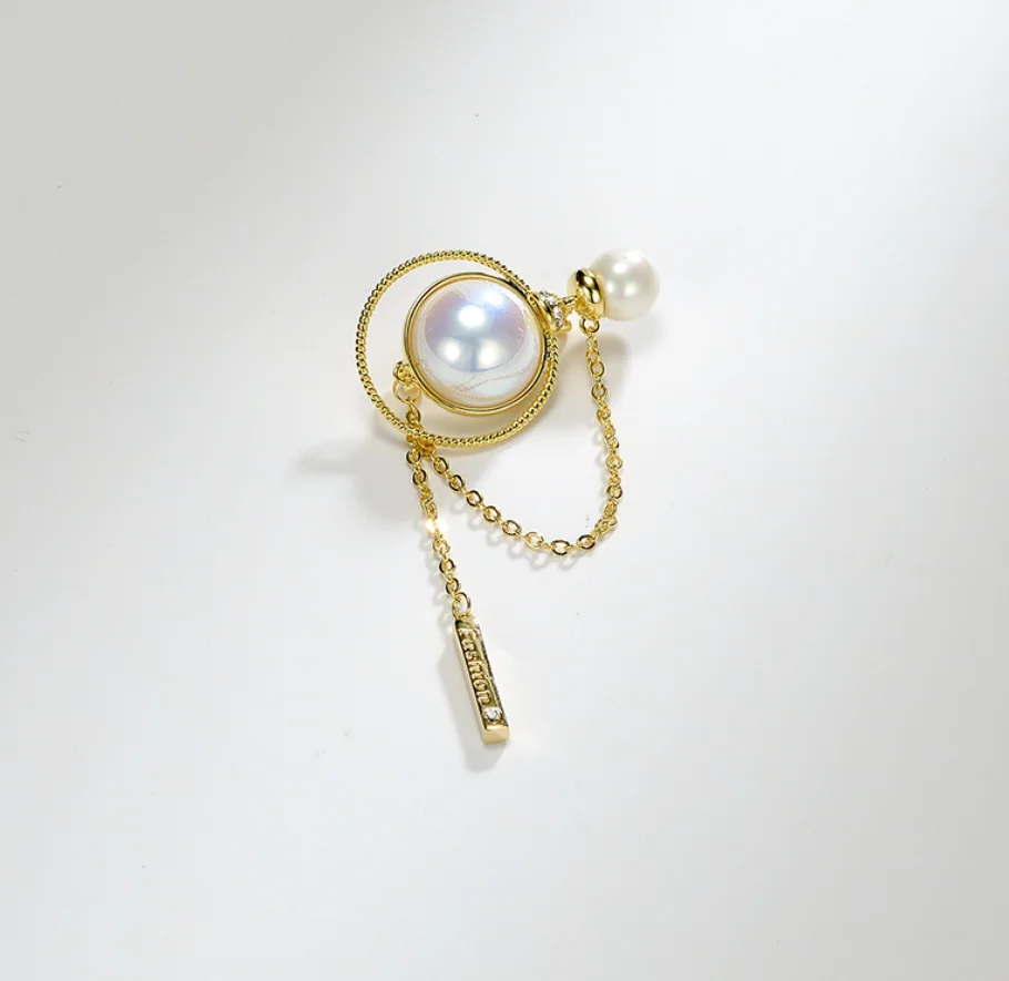 2023 new trend Galaxy imitation pearl copper inlaid zircon Lapel pins Brooch fashion jewelry for women