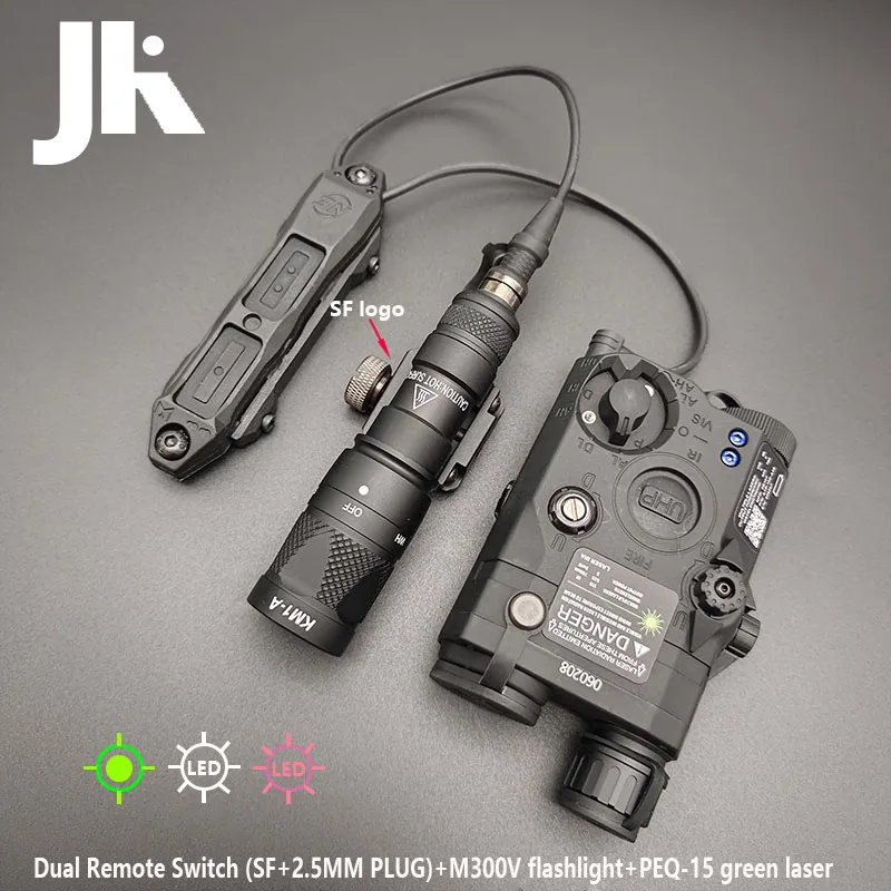 Tactical PEQ15 Red Dot Laser Aiming IR light PEQ Green laser Surefir M300V M600V Flashlight Tactical Dual Control Remote Switch
