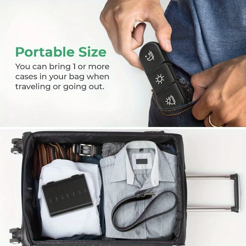Portable Travel Pill Organizer with Large 7-Day Compartments for Vitamins and Medications
