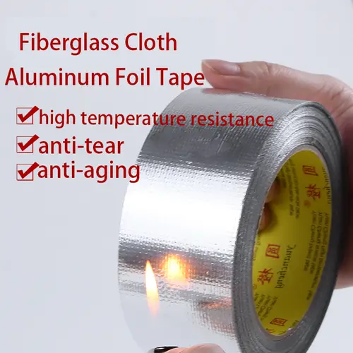 Fiberglass Cloth Aluminum Foil Tape High Temperature Resistant  Waterproof Tape Sun Protection Range Hood Flame Retardant