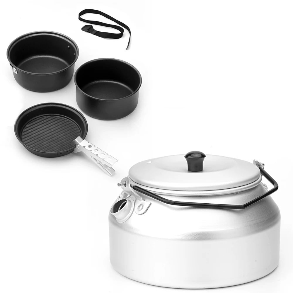 

Cooking Pots Pans Kettle Set Lightweight Portable Camping Cookware Mess Kit for Camping Hiking Picnic